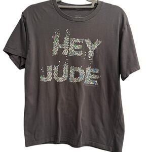 Goodie Two Sleeves HEY JUDE Flowers Lennon McCartney Gray Size Medium T-Shirt